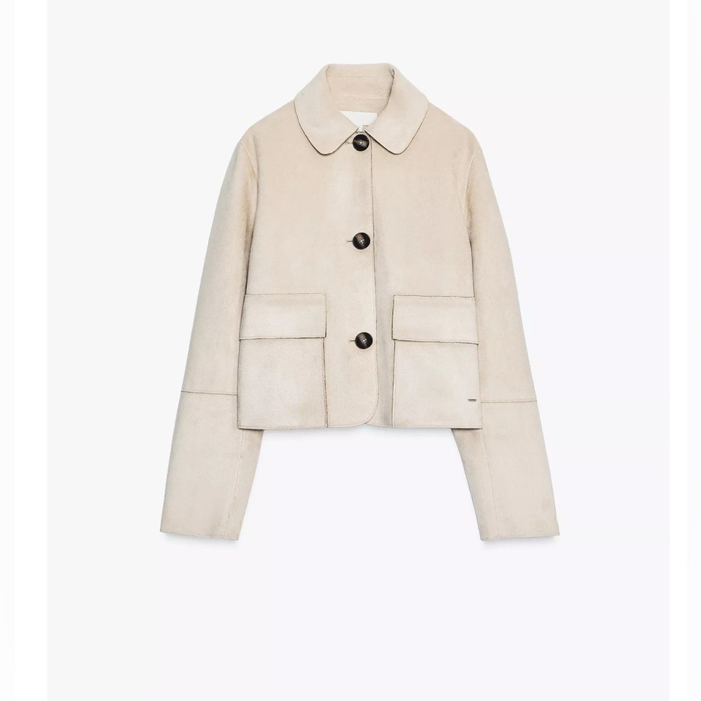 NWOT ZARA Faux Suede Cropped Jacket - Picture 6 of 13